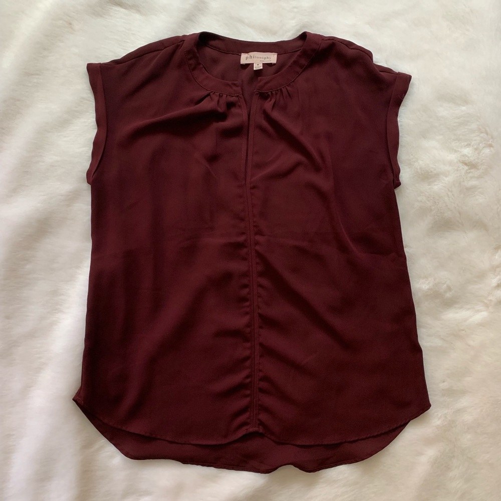 Philosophy V-Neck Maroon Top size M